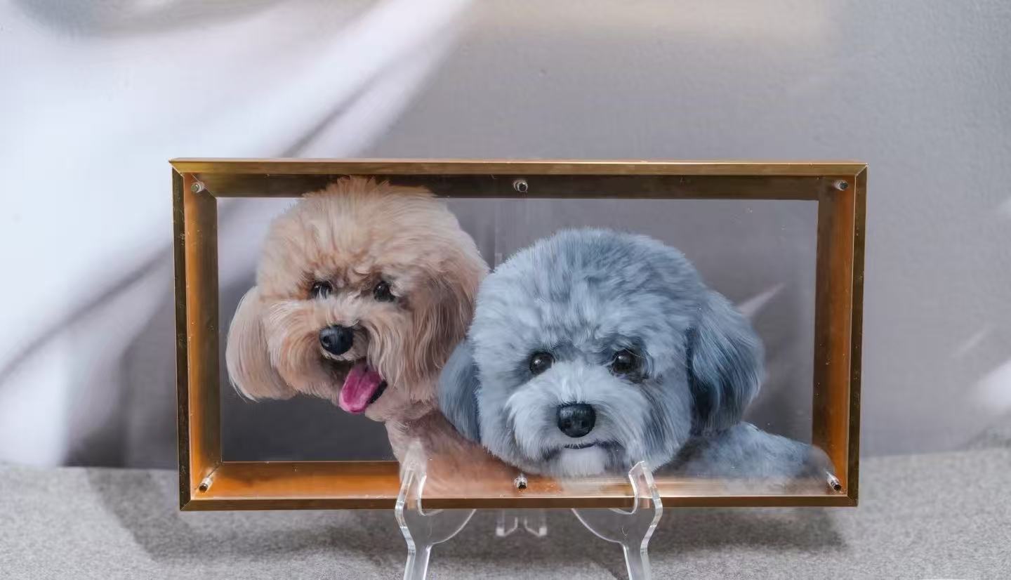 Personalized Pet Lover Gift - Hand-Drawn Acrylic Portrait on Clear Panel