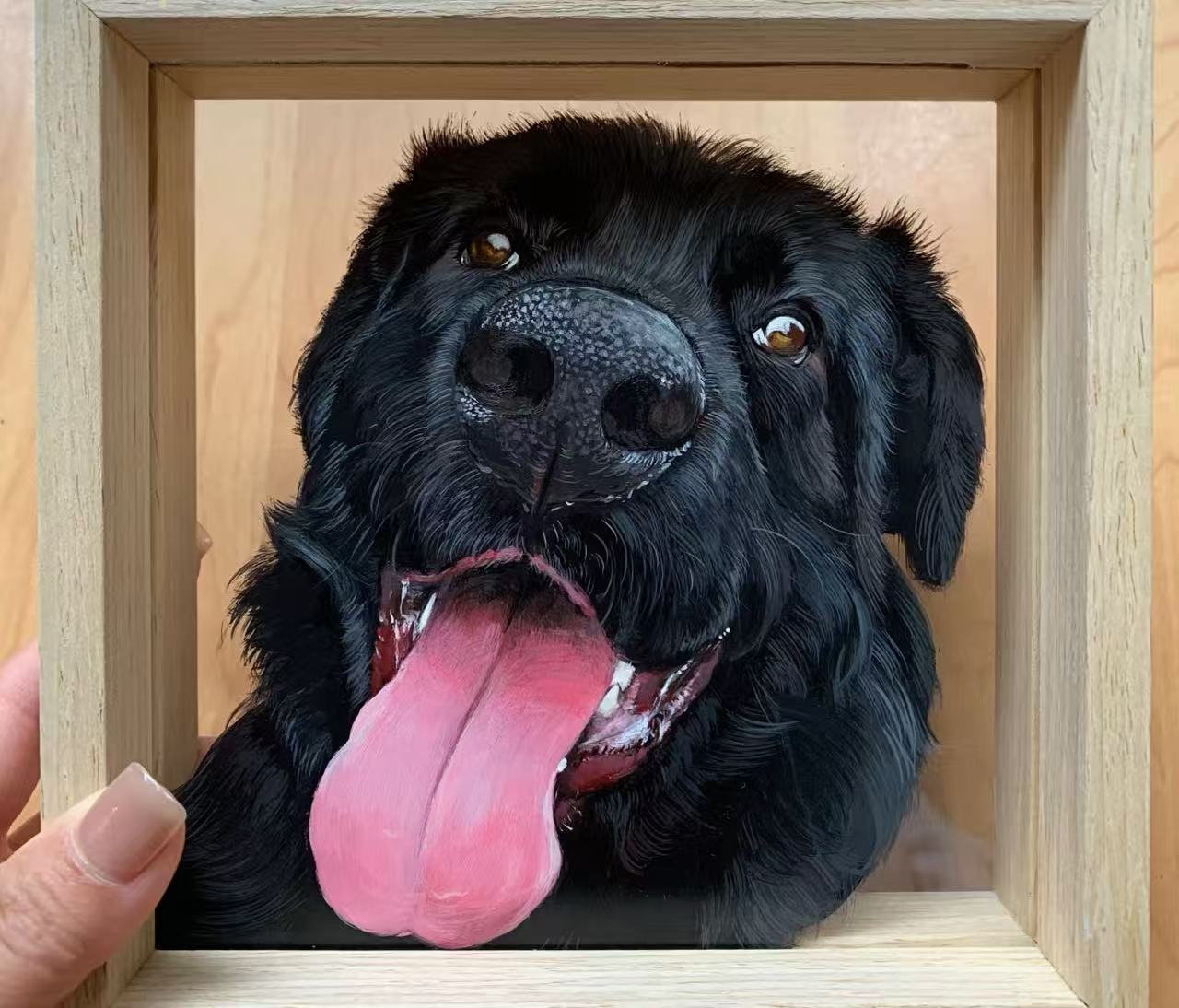Personalized Pet Lover Gift - Hand-Drawn Acrylic Portrait on Clear Panel