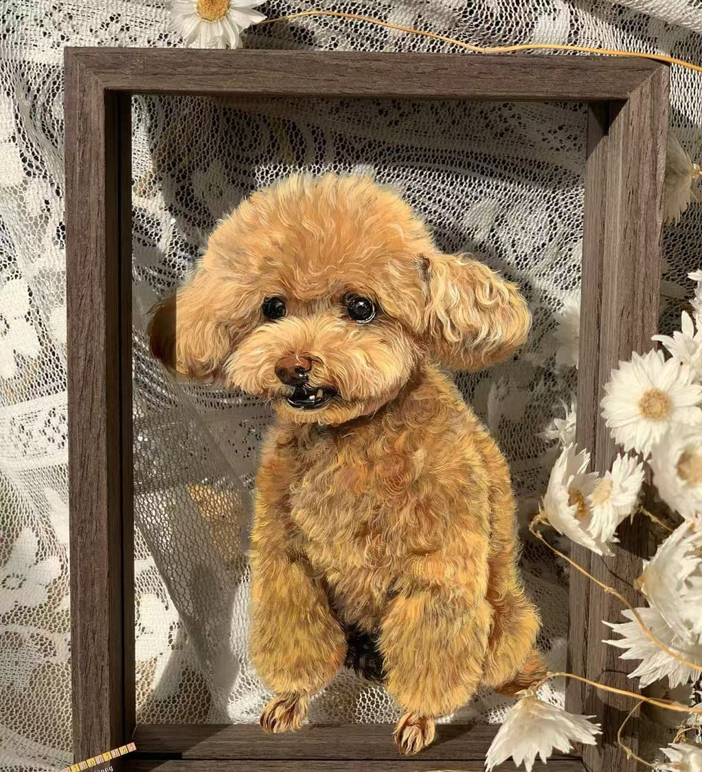 Personalized Pet Lover Gift - Hand-Drawn Acrylic Portrait on Clear Panel