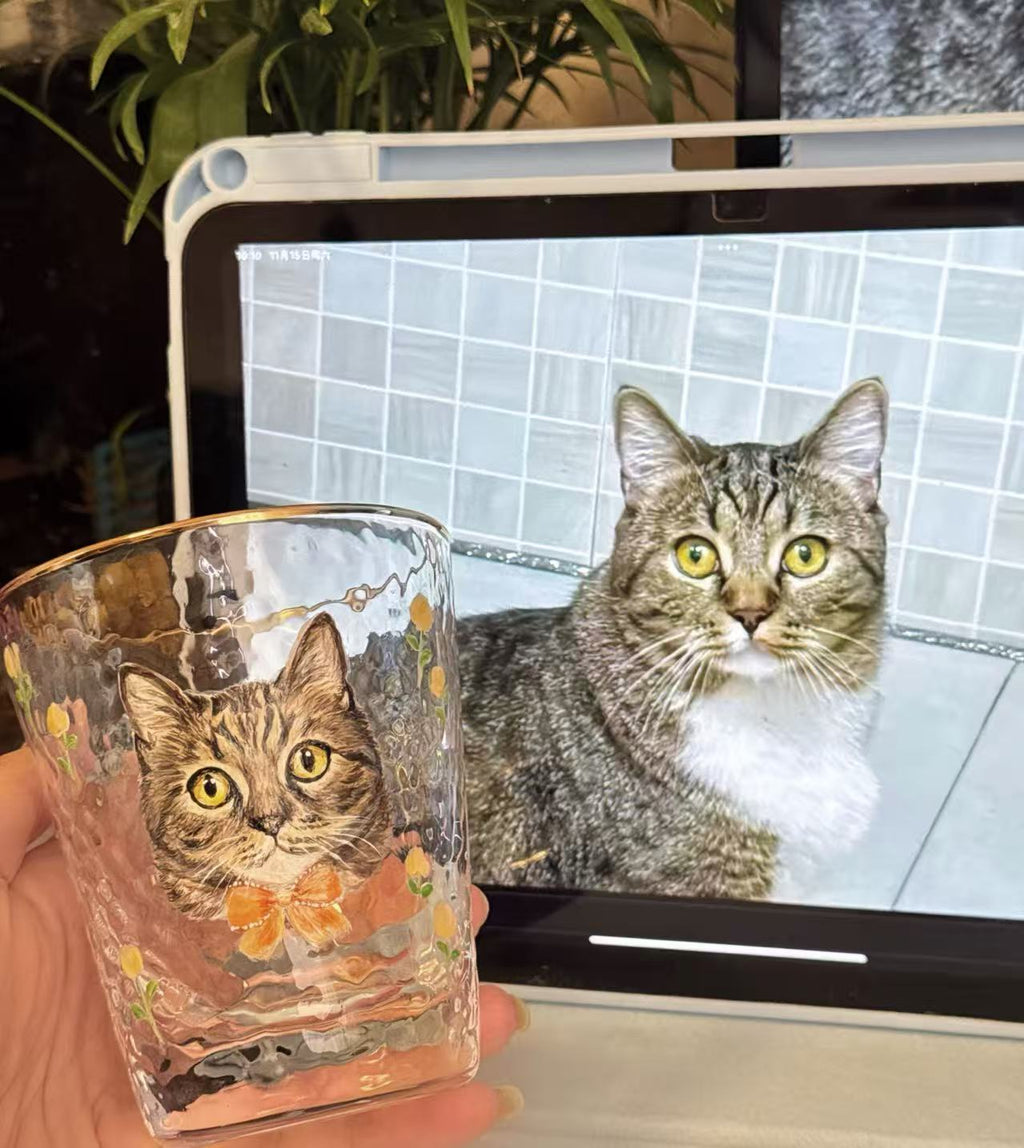 Hand-Painted Pet Memorial Glass - Custom Pet Portrait Glassware