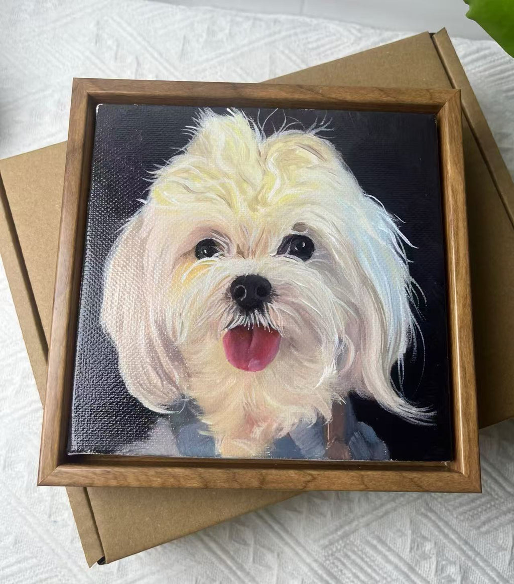 Hand-Drawn Personalized Pet Acrylic Paint Portrait - Treasure Your Pet's Memory on Canvas