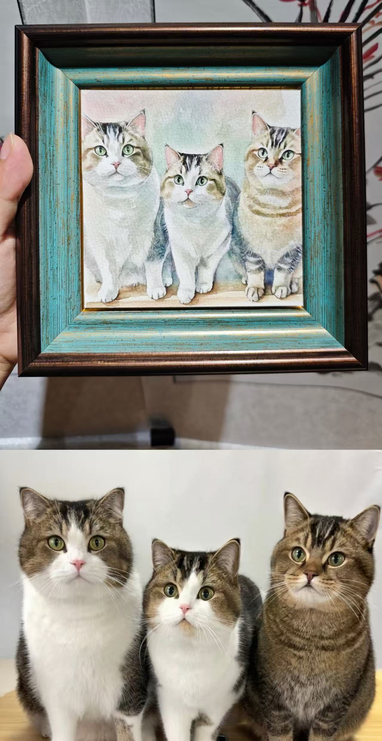 Custom Hand-Drawn Pet Watercolor Portrait