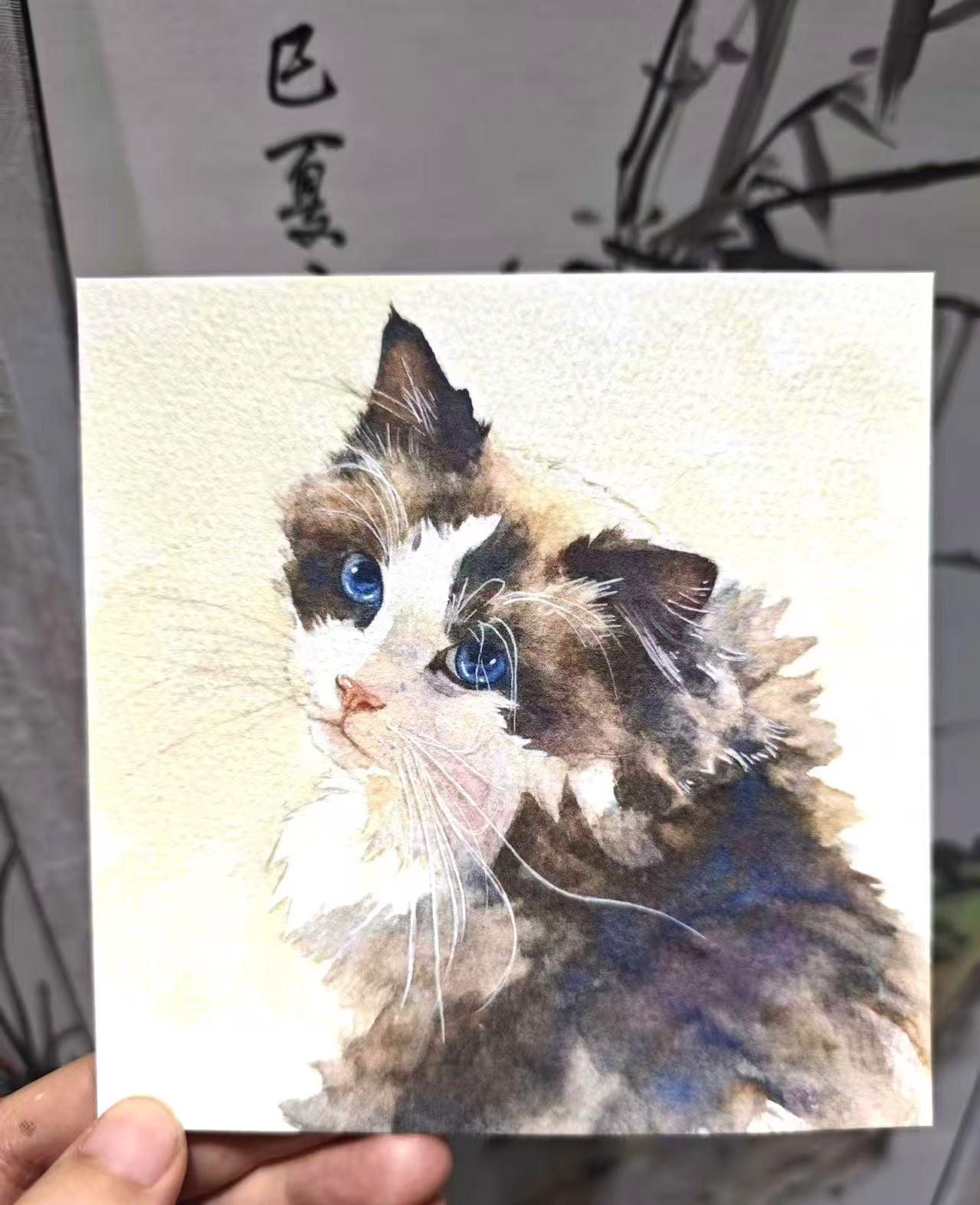 Custom Hand-Drawn Pet Watercolor Portrait