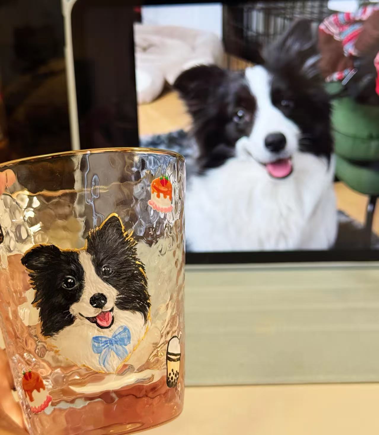 Hand-Painted Pet Memorial Glass - Custom Pet Portrait Glassware