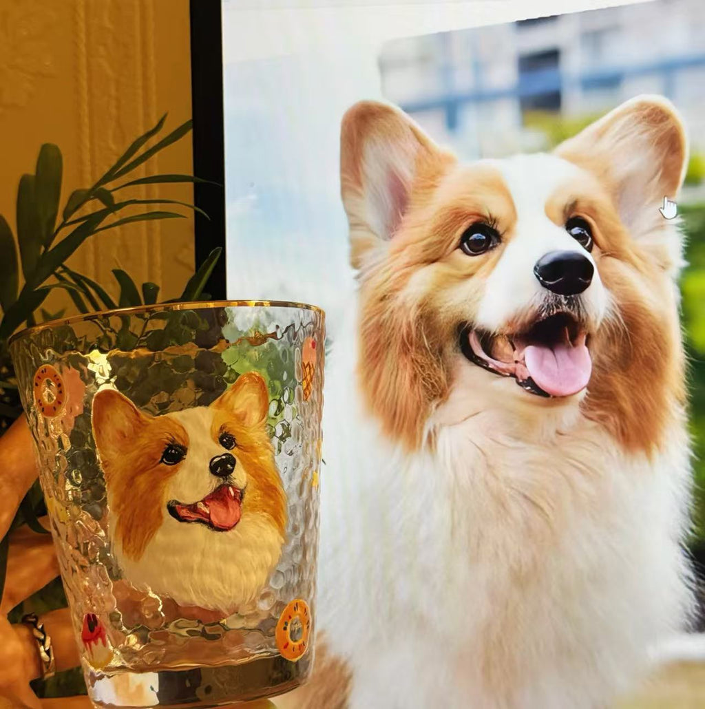 Hand-Painted Pet Memorial Glass - Custom Pet Portrait Glassware