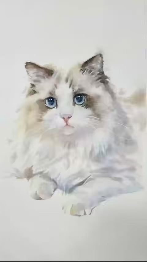 Custom Hand-Drawn Pet Watercolor Portrait